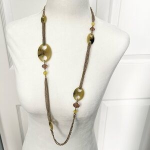 Funky unique long geometric chain necklace